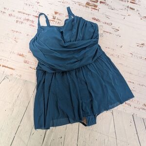 Catherines One Piece Modest Padded Swim Suit With Skirt